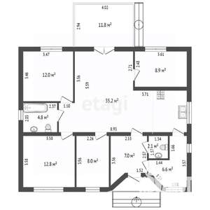 Дом 116м², 1-этажный, участок 6 сот.