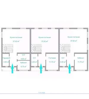 Таунхаус 150м², 2-этажный, участок 2 сот.
