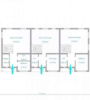 Таунхаус 150м², 2-этажный, участок 2 сот.