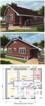 Дом 100м&sup2;, 1-этажный, участок 7 сот.  