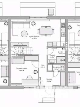 Таунхаус 136м&sup2;, 2-этажный, участок 2 сот.  