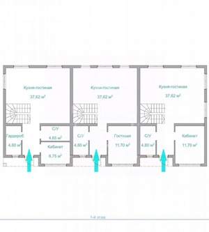 Таунхаус 150м&sup2;, 2-этажный, участок 2 сот.  