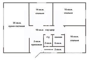 Дом 104м², 1-этажный, участок 6 сот.  