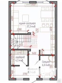 Таунхаус 160м², 3-этажный, участок 2 сот.  