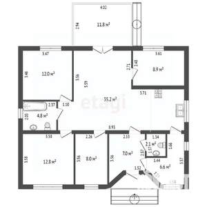 Дом 116м², 1-этажный, участок 6 сот.  