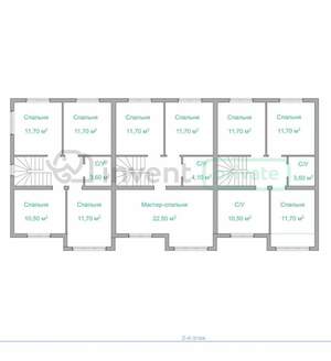 Дом 150м&sup2;, 2-этажный, участок 2 сот.  