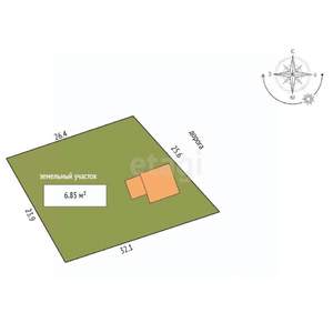 Дом 33м&sup2;, 1-этажный, участок 7 сот.  