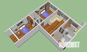 3-к квартира, посуточно, 64м2, 1/9 этаж