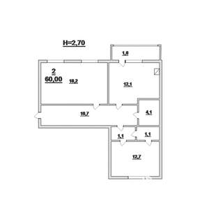 2-к квартира, на длительный срок, 61м2, 3/3 этаж