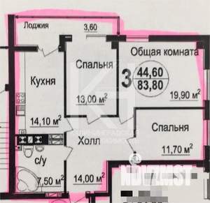 3-к квартира, на длительный срок, 84м2, 12/16 этаж