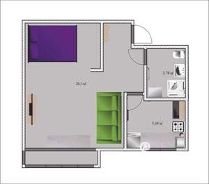 1-к квартира, посуточно, 34м2, 3/5 этаж
