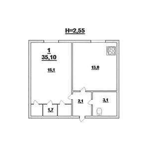 1-к квартира, на длительный срок, 35м2, 1/5 этаж