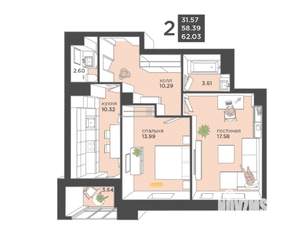 2-к квартира, на длительный срок, 65м2, 5/25 этаж