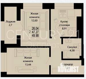 2-к квартира, на длительный срок, 48м2, 1/10 этаж