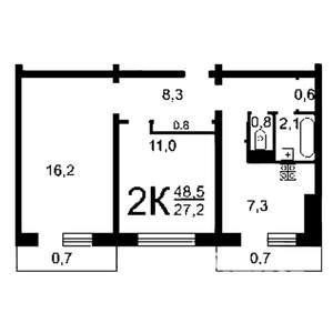 2-к квартира, на длительный срок, 49м2, 2/5 этаж