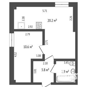 1-к квартира, на длительный срок, 38м2, 9/10 этаж