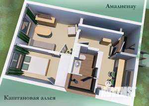 2-к квартира, посуточно, 37м2, 1/1 этаж