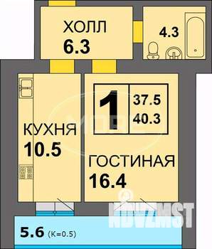 1-к квартира, на длительный срок, 40м2, 5/13 этаж