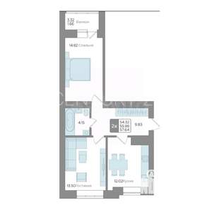 2-к квартира, на длительный срок, 57м2, 7/9 этаж