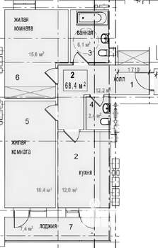 2-к квартира, на длительный срок, 70м2, 6/10 этаж