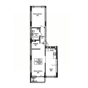 2-к квартира, вторичка, 57м2, 8/9 этаж