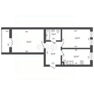 2-к квартира, вторичка, 53м2, 3/4 этаж