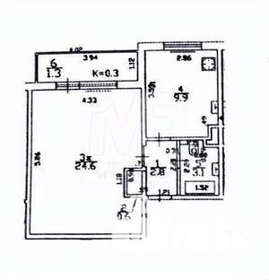1-к квартира, вторичка, 41м2, 1/9 этаж