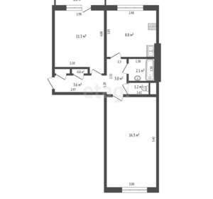 2-к квартира, вторичка, 47м2, 3/5 этаж