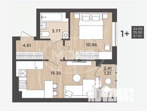 1-к квартира, вторичка, 36м2, 2/9 этаж