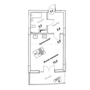 Студия квартира, вторичка, 35м2, 4/7 этаж