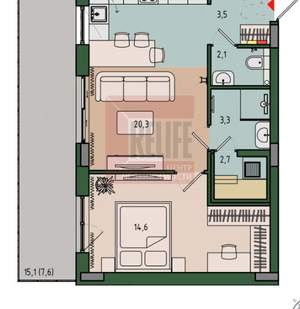 1-к квартира, вторичка, 54м2, 7/13 этаж