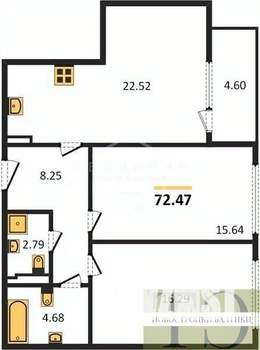 2-к квартира, вторичка, 72м2, 4/8 этаж
