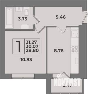 1-к квартира, строящийся дом, 31м2, 2/9 этаж