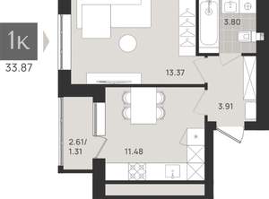 Студия квартира, вторичка, 34м2, 5/9 этаж