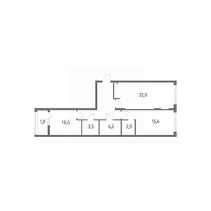 2-к квартира, строящийся дом, 74м2, 1/8 этаж