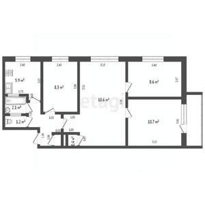 3-к квартира, вторичка, 65м2, 2/5 этаж
