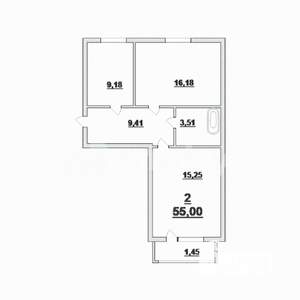 2-к квартира, вторичка, 55м2, 1/8 этаж