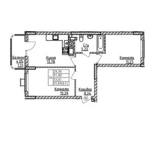 2-к квартира, вторичка, 53м2, 3/9 этаж