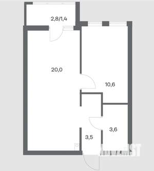 1-к квартира, строящийся дом, 39м2, 1/18 этаж