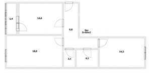 2-к квартира, вторичка, 64м2, 3/14 этаж
