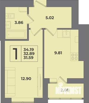 1-к квартира, вторичка, 34м2, 3/9 этаж