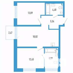 2-к квартира, вторичка, 61м2, 6/26 этаж