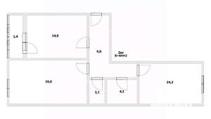 2-к квартира, вторичка, 64м2, 3/14 этаж