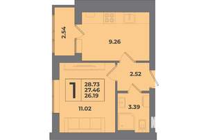 1-к квартира, строящийся дом, 29м2, 6/8 этаж