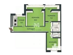 3-к квартира, вторичка, 61м2, 1/9 этаж