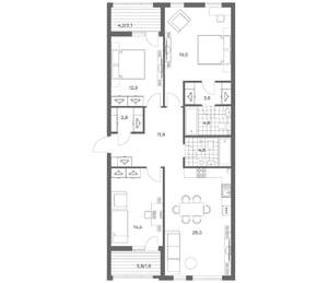 3-к квартира, строящийся дом, 104м2, 2/18 этаж
