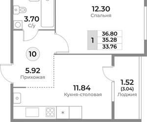 1-к квартира, вторичка, 35м2, 3/10 этаж