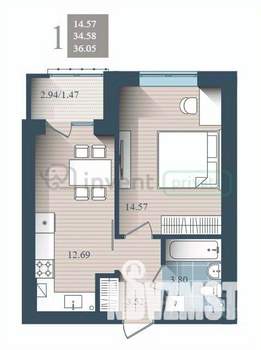 1-к квартира, вторичка, 36м2, 3/4 этаж