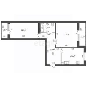 2-к квартира, вторичка, 65м2, 1/8 этаж