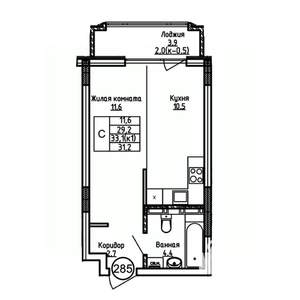 Студия квартира, вторичка, 31м2, 2/9 этаж